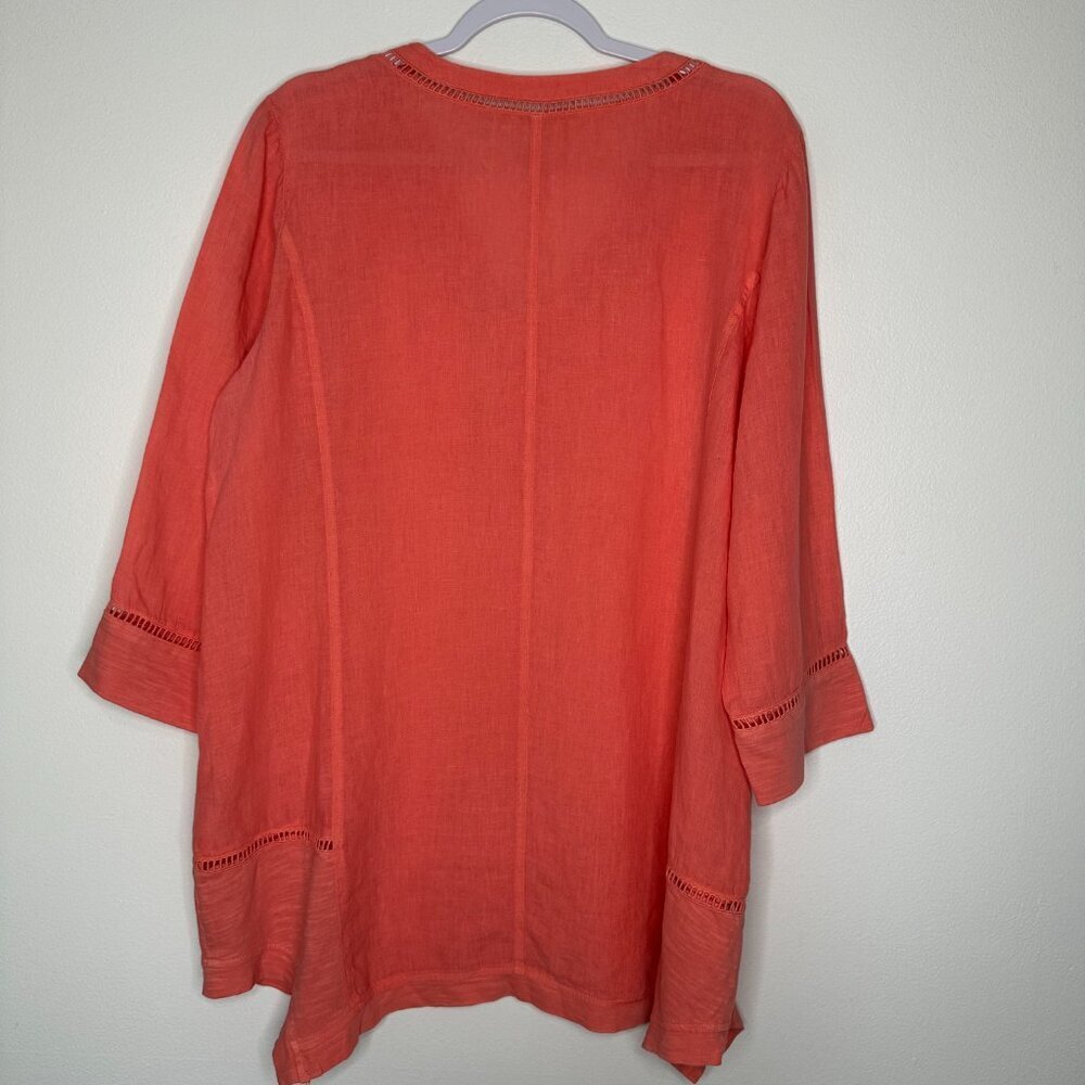 Soft Surroundings Linen Tunic top Coral‎ Size XL - Picture 2 of 11